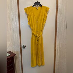 a new day Yellow Midi Dress with Button Detail